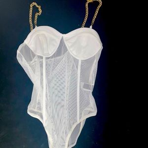 White gold chained bodysuit